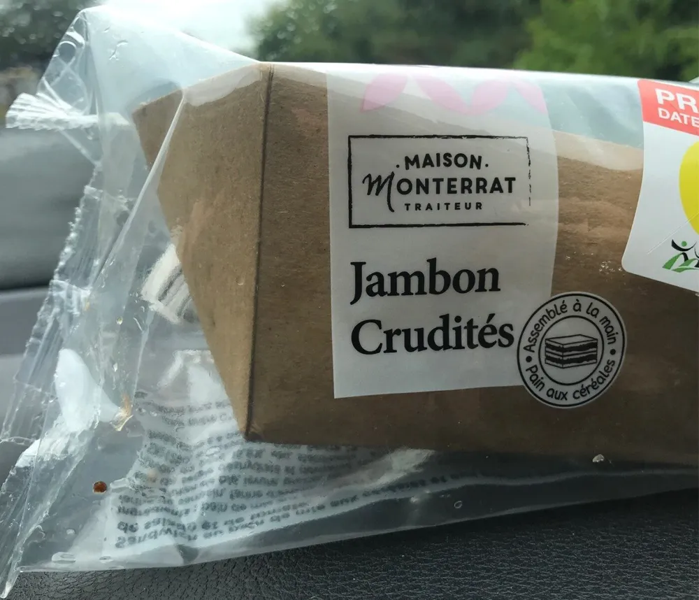 Sandwich Pain de mie Jambon Crudités