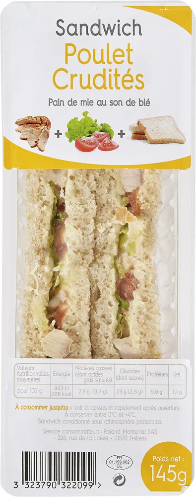 Sandwich Poulet Crudités