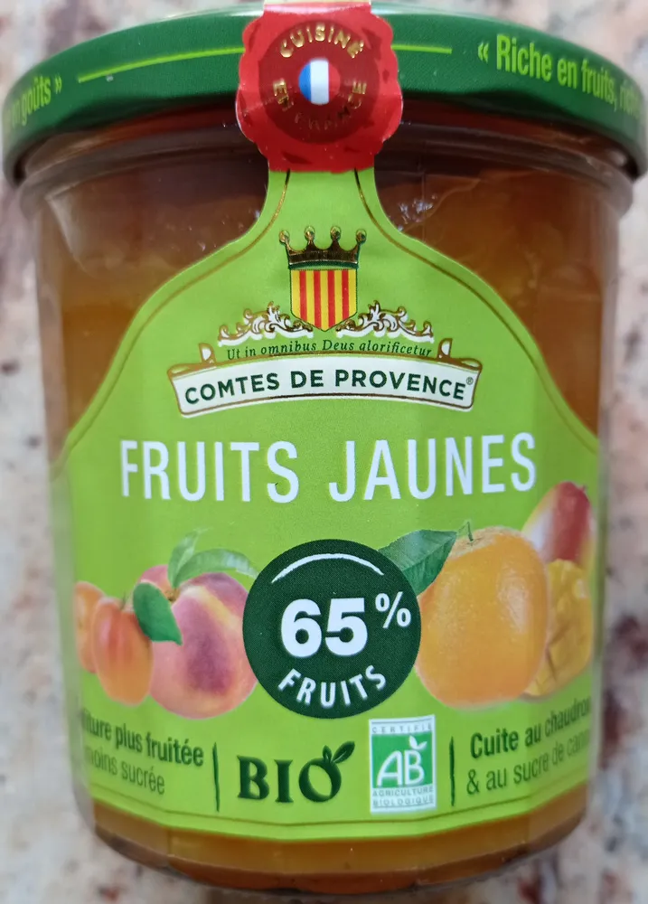 Confiture de fruits jaunes bio allégée en sucre
