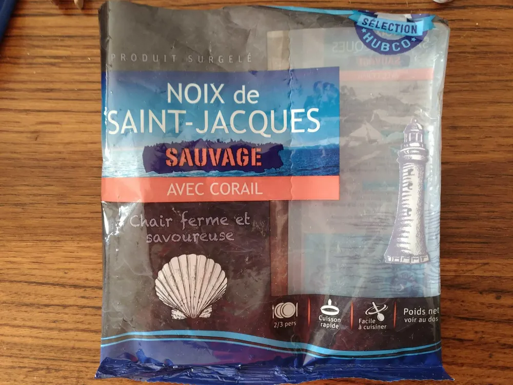 Noix de saint Jacques sauvage avec corail