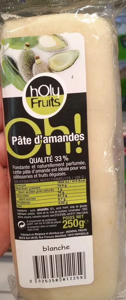 Pâte d'Amandes 33 % Blanche