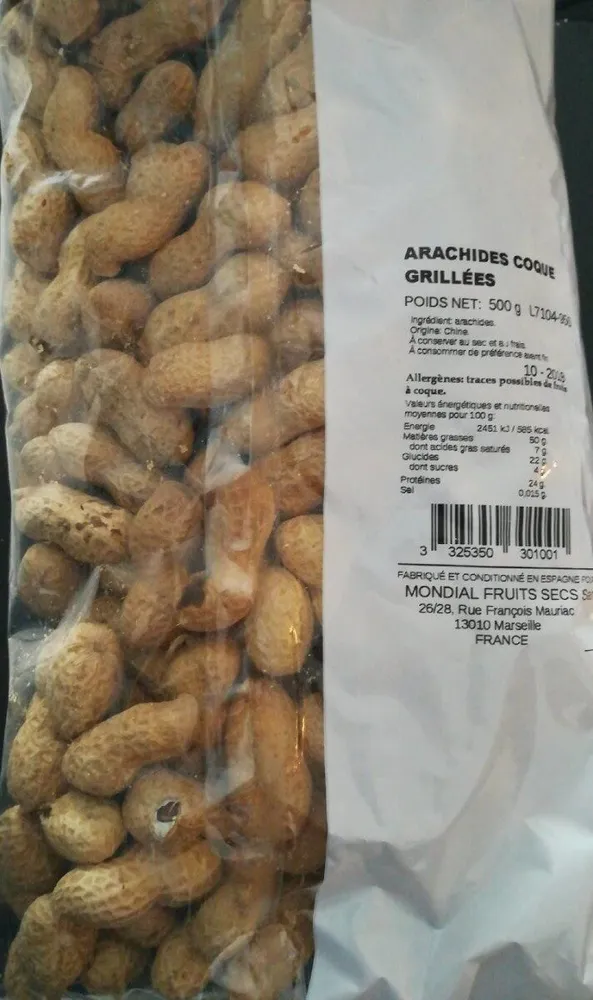 Arachides coque grillées