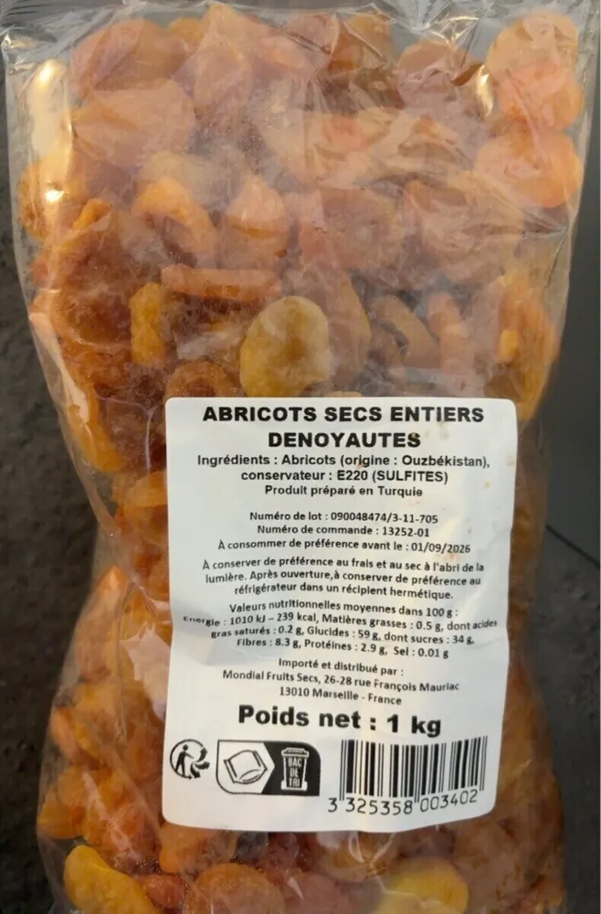 Abricots secs dénoyautés
