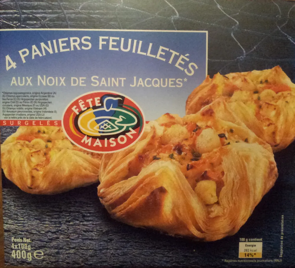 4 Paniers Feuilletés aux Noix de Saint-Jacques*, Surgelés