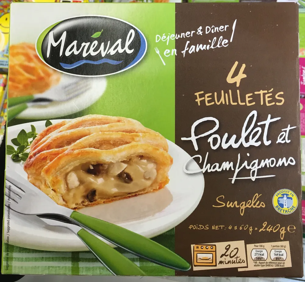 4 Feuilletés Poulet et Champignons surgelés