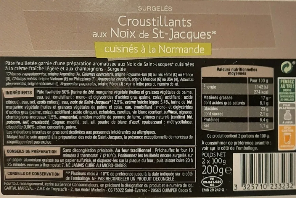 Croustillants aux Noix de St-Jacques cuisinés à la Normande