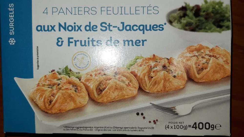 Panier feuilleté aux noix de st Jacques et fruits de mer