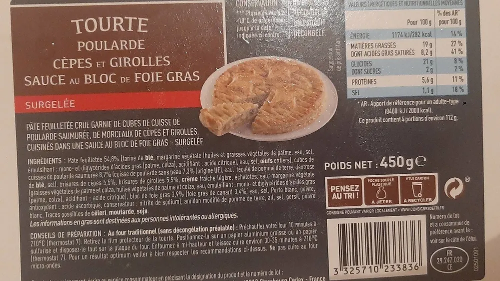 Tourte poularde cèpes et girolles