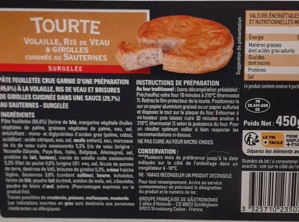 Tourte volaille ris de veau &girolles