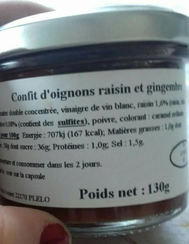 confit d'oignons raisin et gingembre