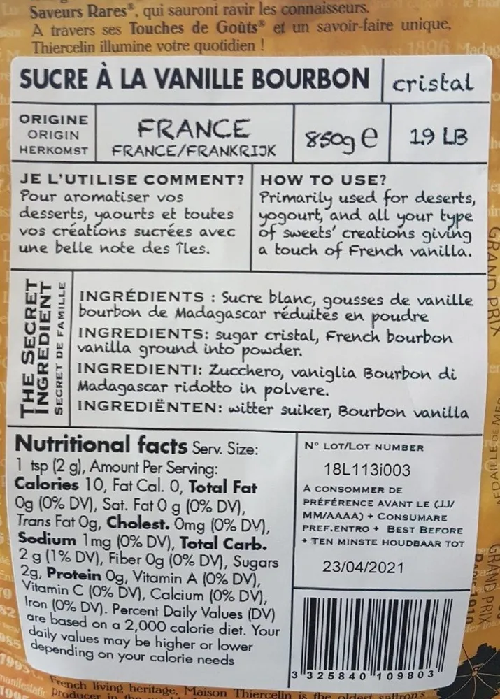 Sucre à la vanille bourbon