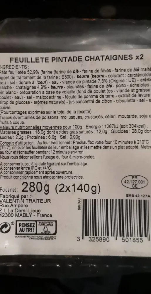 Feuilleté pintade châtaigne