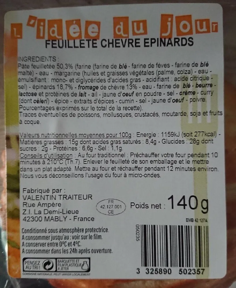 Feuillete chevre epinard