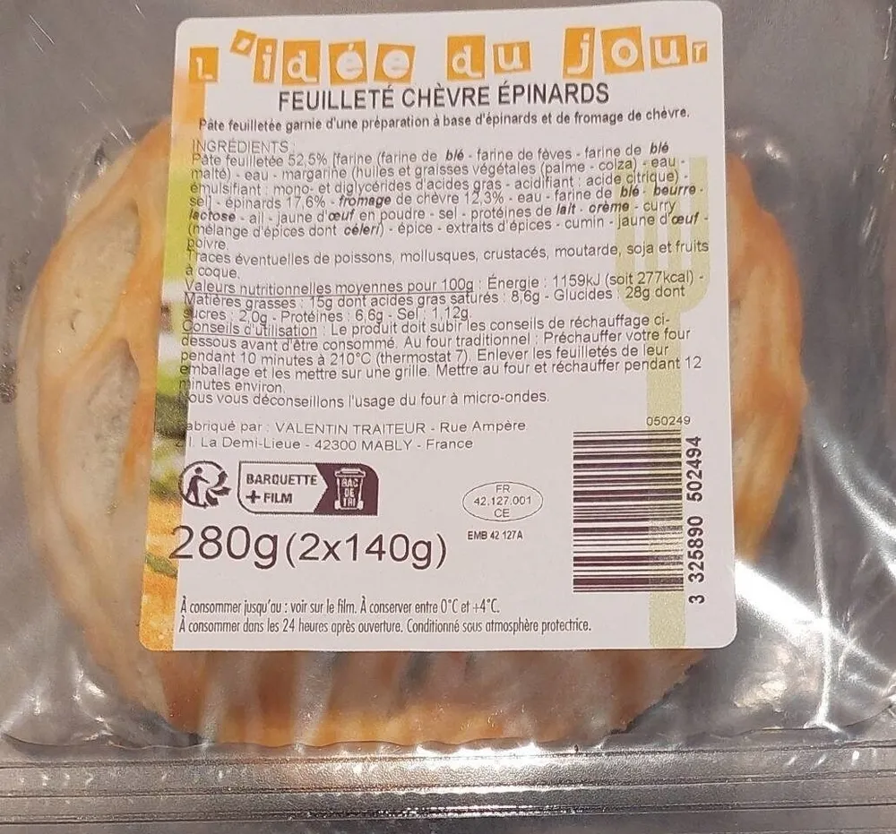 Feuilleté chèvre épinards