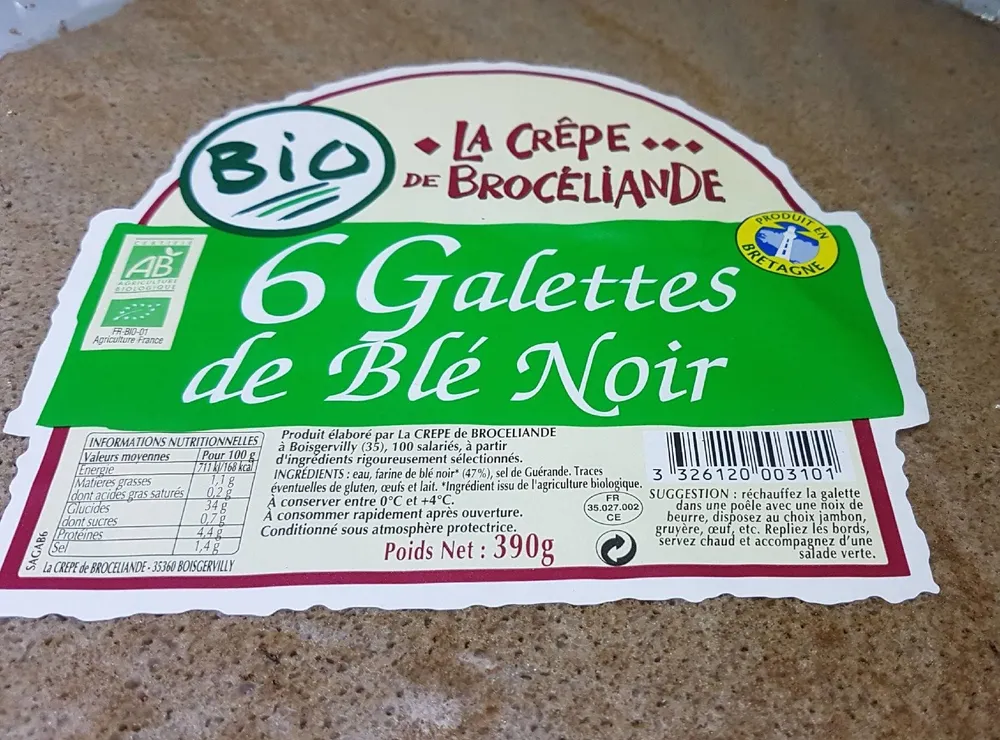 Galettes bio blé noir La Crêpe Brocéliande