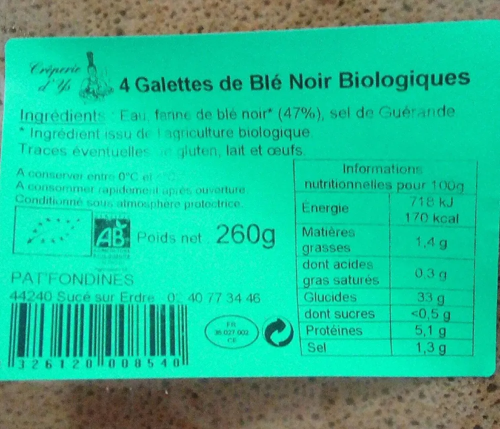 4 galettes de blé noir biologiques