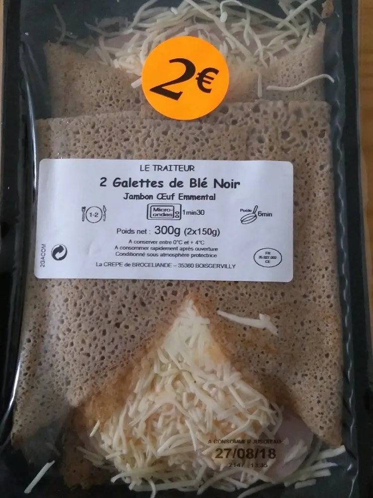 2 galettes de blé noir Jambon Oeuf Emmental