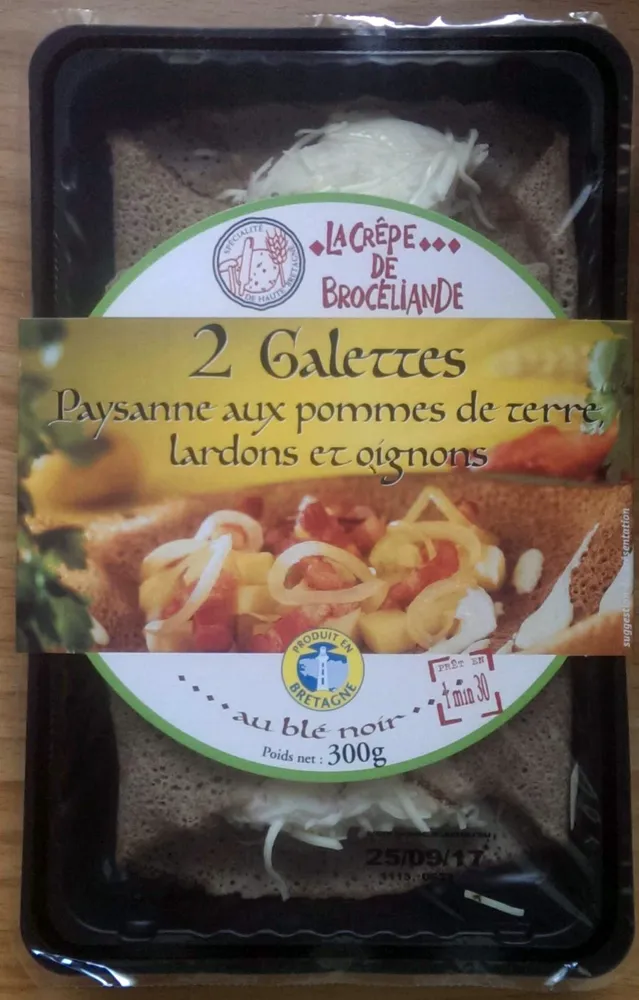 2 galettes paysanne aux pommes de terre lardons et oignons