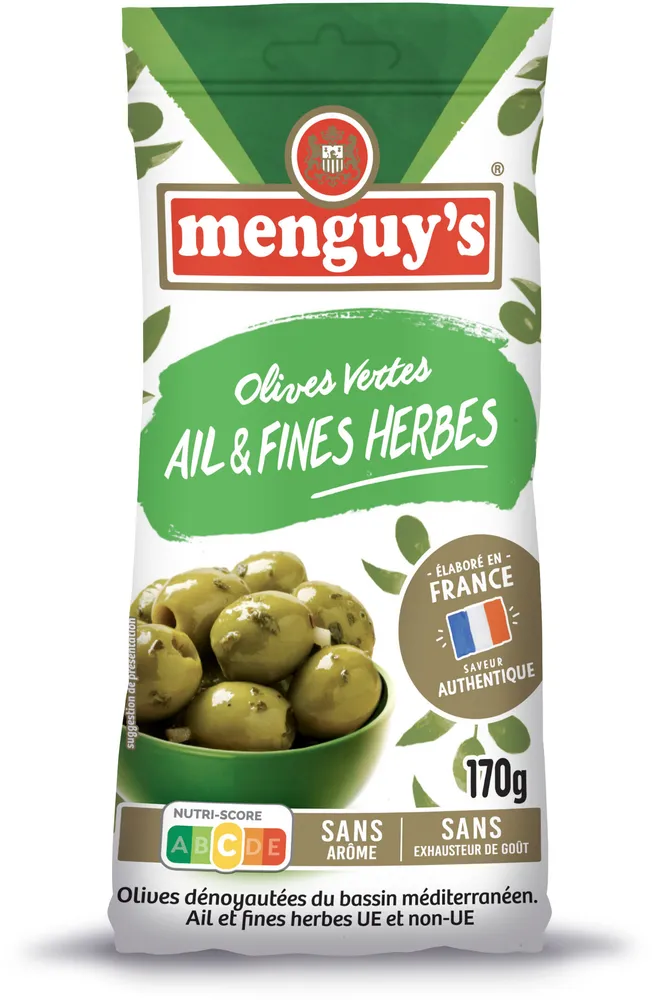 Olives vertes à l'ail & aux fines herbes 170g