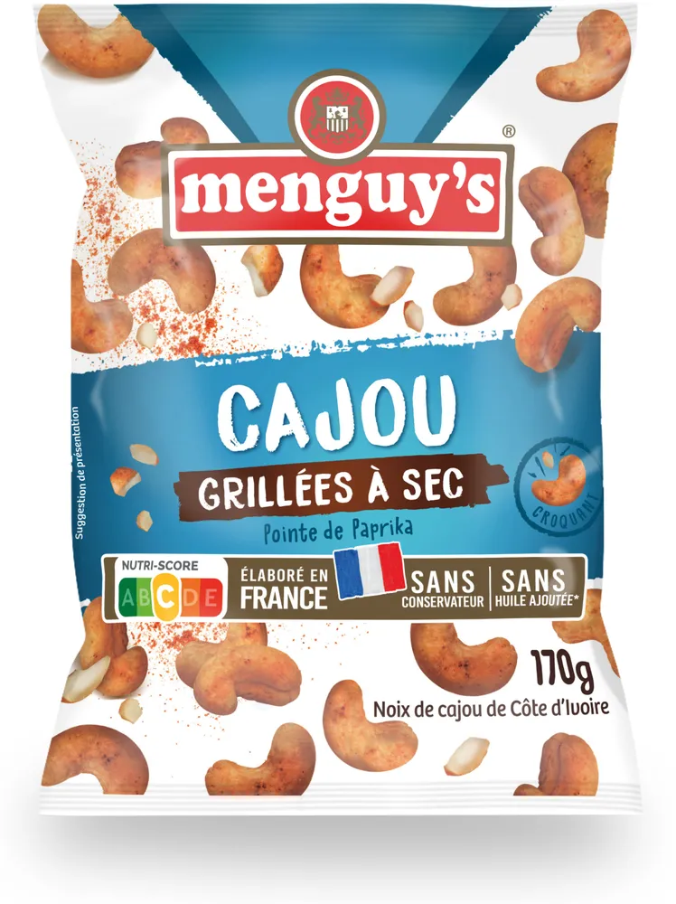 Menguy's Noix de cajou grillées à sec Pointe de Paprika