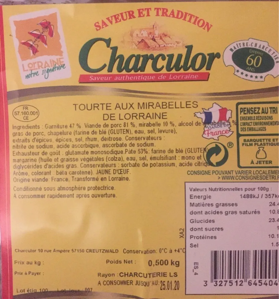 Tourte aux mirabelles de Lorraine