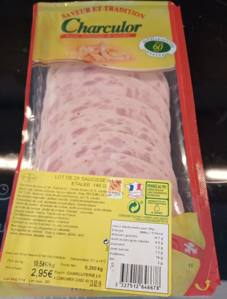 Saucisse à l'ail x2