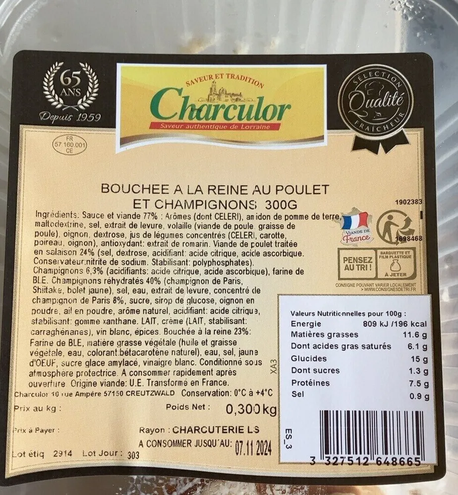 BOUCHEE A LA REINE AU POULET ET CHAMPIGNONS