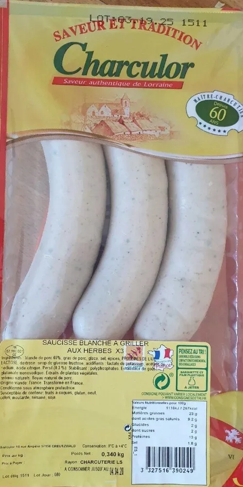 Saucisse blanche à griller