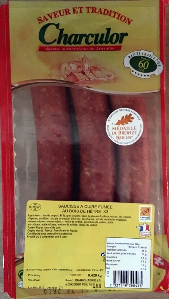 Saucisse à cuire fumée au bois de hêtre