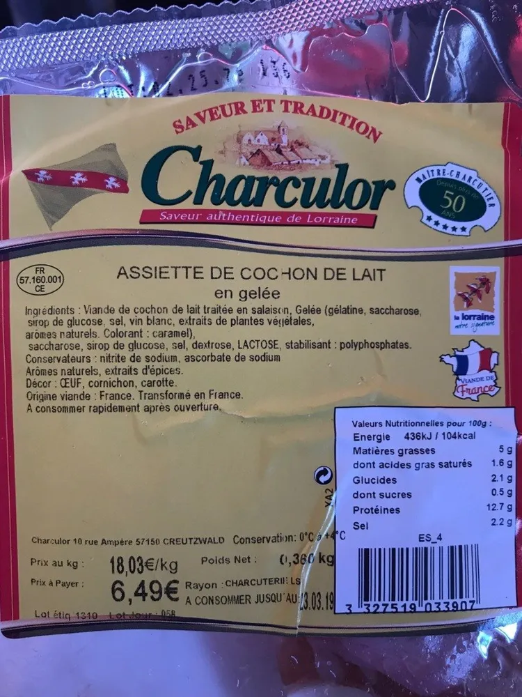 Assiette de cochon de lait