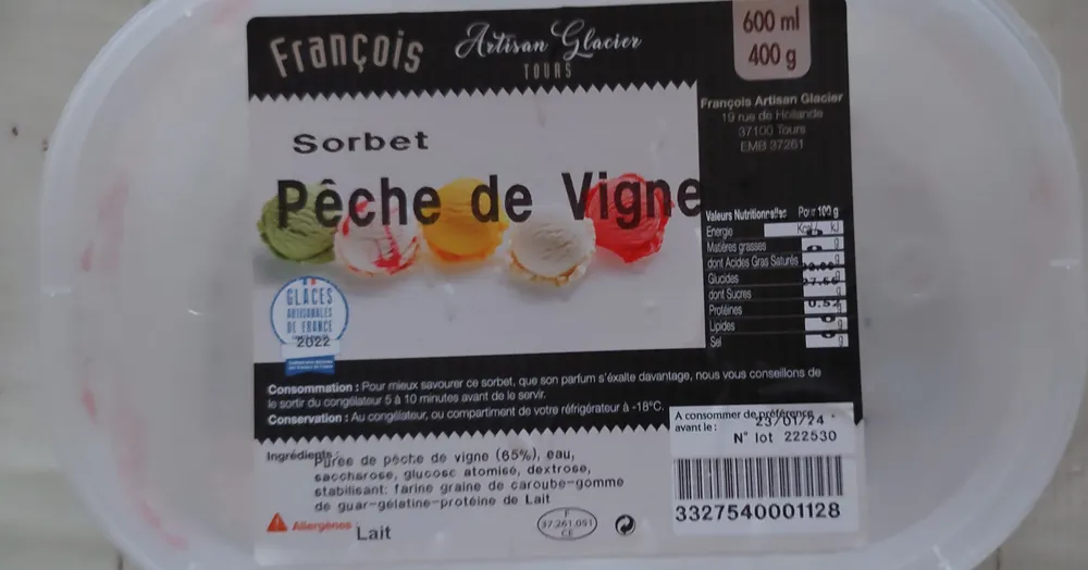 sorbet pêche de vigne