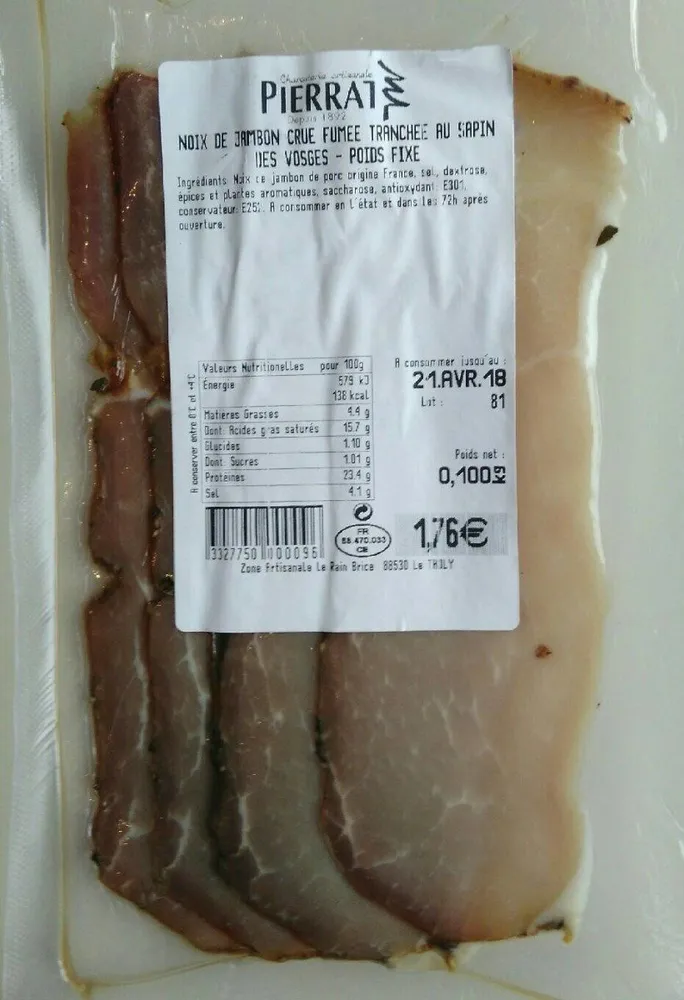 Noix de jambon crue fumée au sapin des Vosges