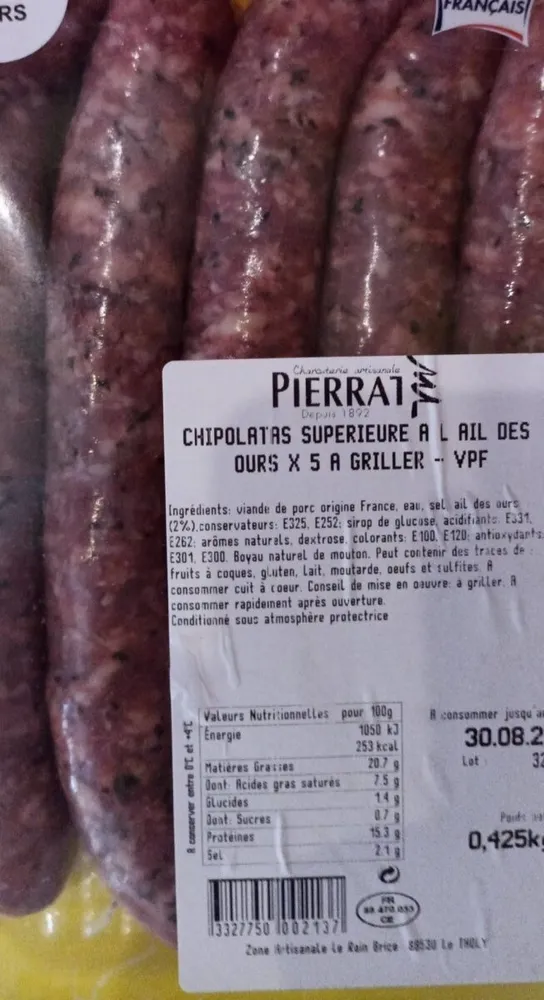 Chipolatas supérieur à l'ail des ours