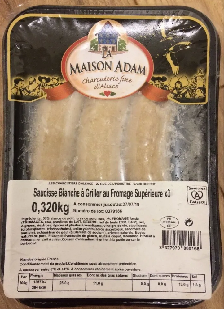 Saucisse blanche à griller au fromage supérieure