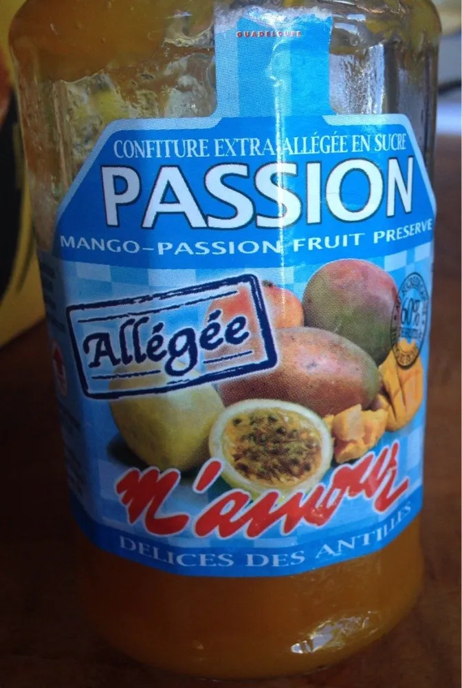 Confiture extra allégée en sucre  passion - mangue