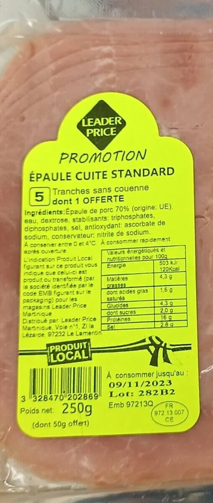 Épaule cuite standard
