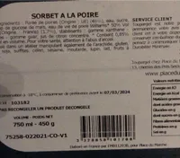 Sorbet Poire Toupargel