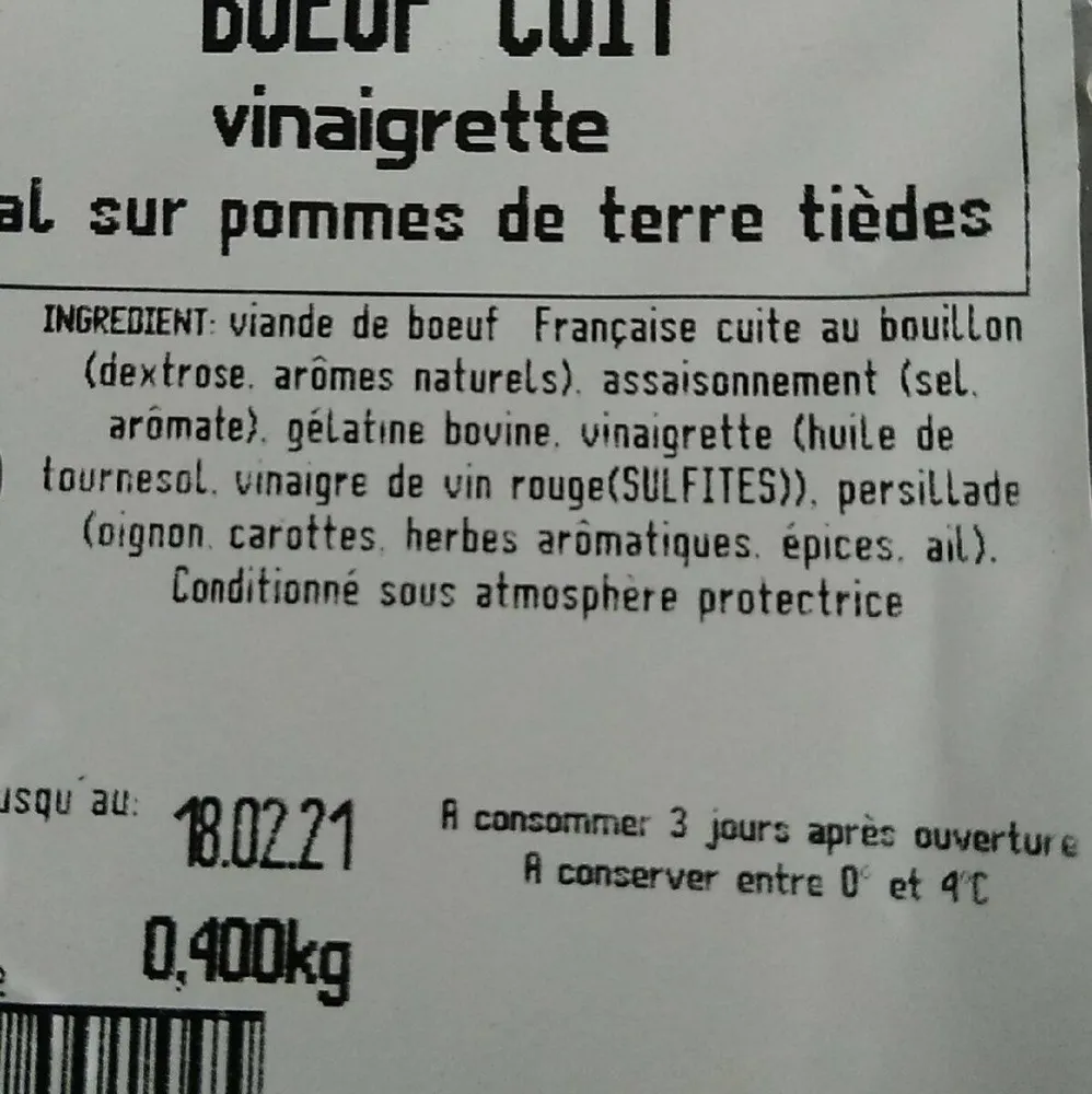 Boeuf cuit vinaigrette