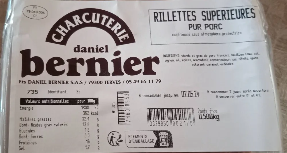 Rillettes supérieures pur porc