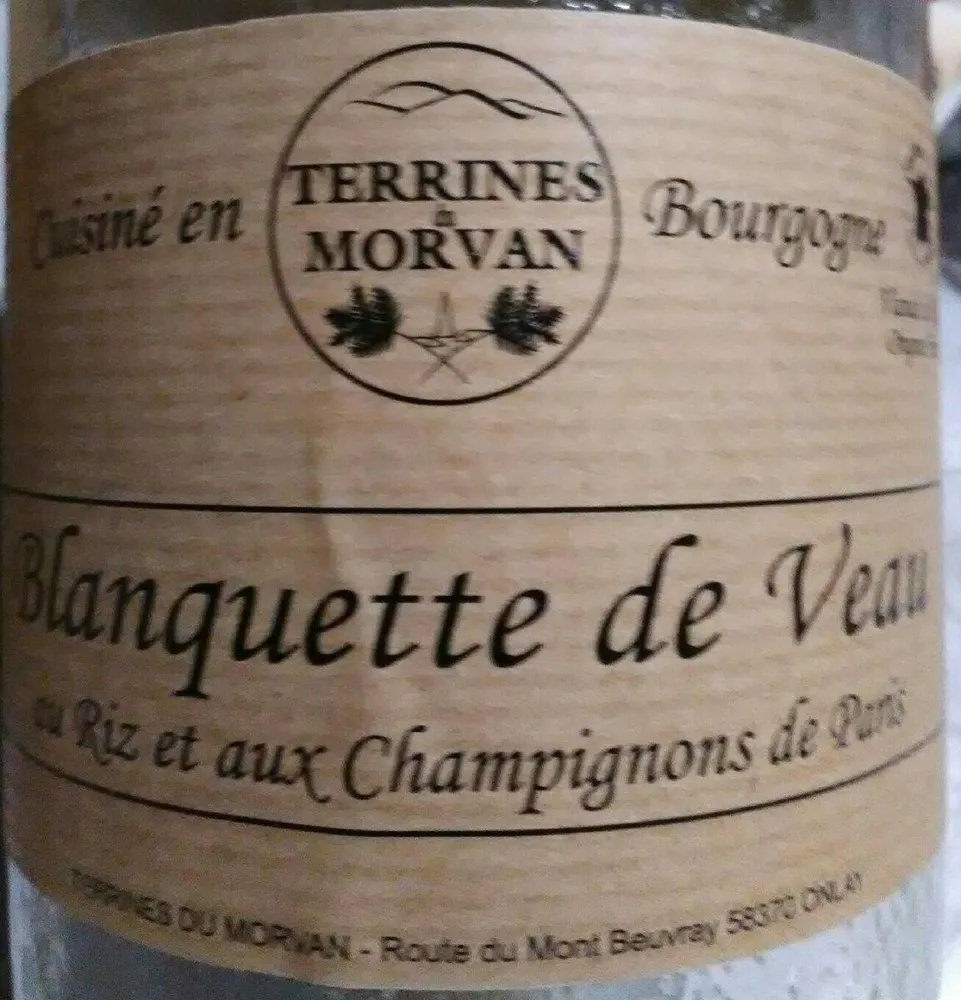 Blanquette de veau aux riz et aux champignons de paris