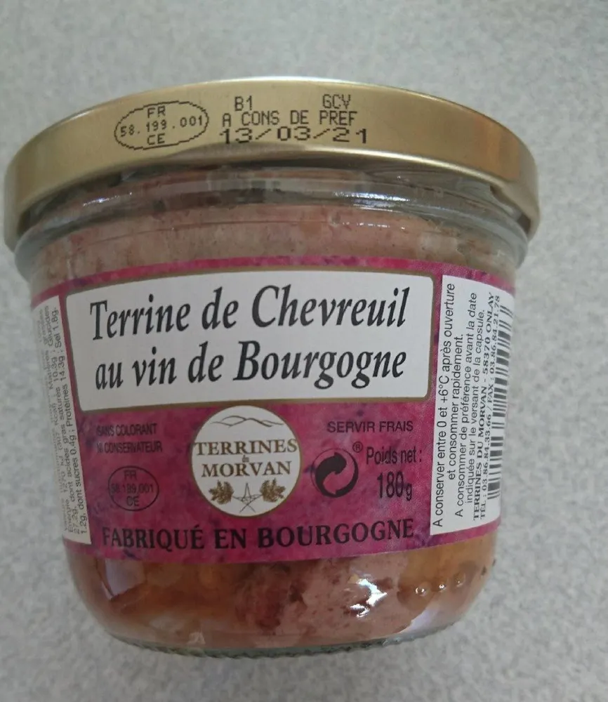 Terrine de chevreuil au vin de Bourgogne
