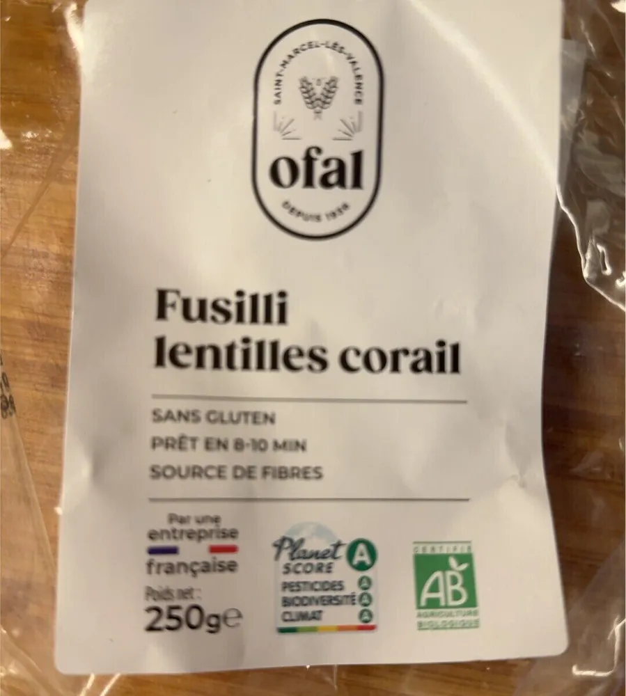 Fusilli lentilles corail
