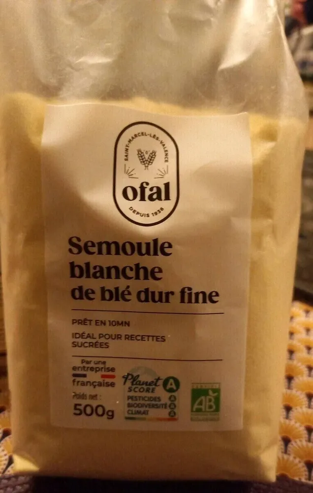Semoule blanche de blé dur fin
