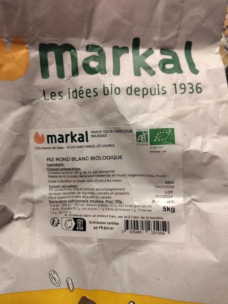 Riz Rond Blanc Biologique