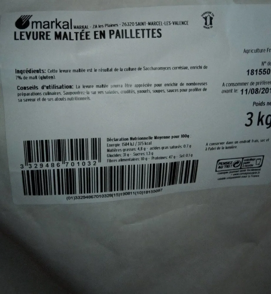 Levure maltée en paillettes