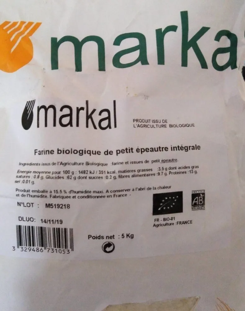 Farine biologique de petit épeautre intégral