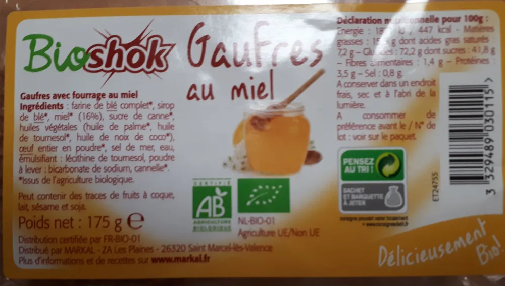 Gaufres Au Miel Bio - 175G - Bioshok