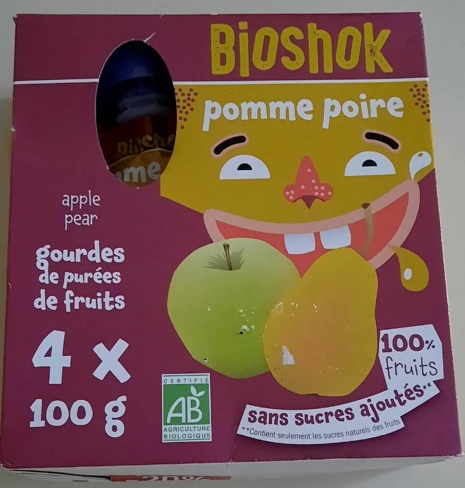 Gourdes de purées de fruits pomme poire
