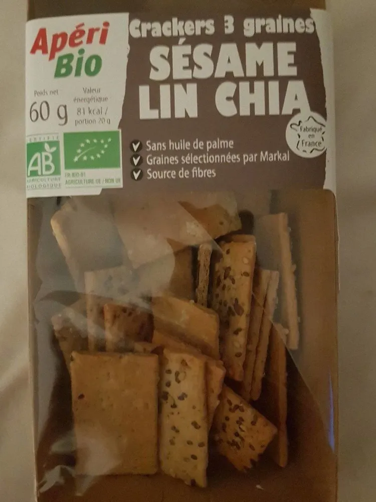 Crackers 3 graines sésame lin chia