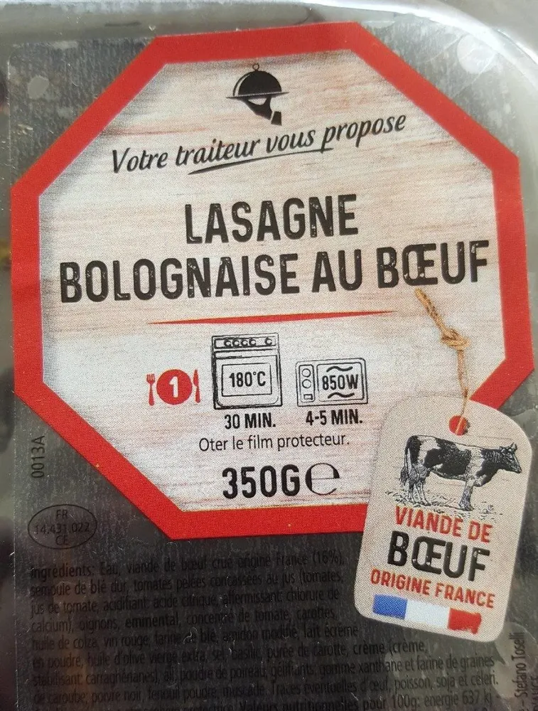 Lasagnes bolognaise au boeuf